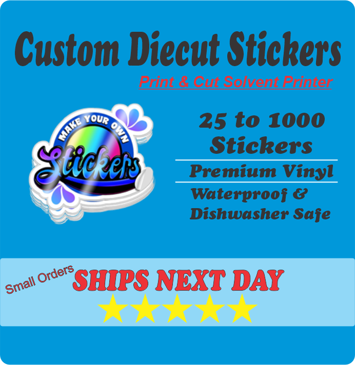 50 custom 3" print and cut stickers. With your own logo. First 50 orders. gloss