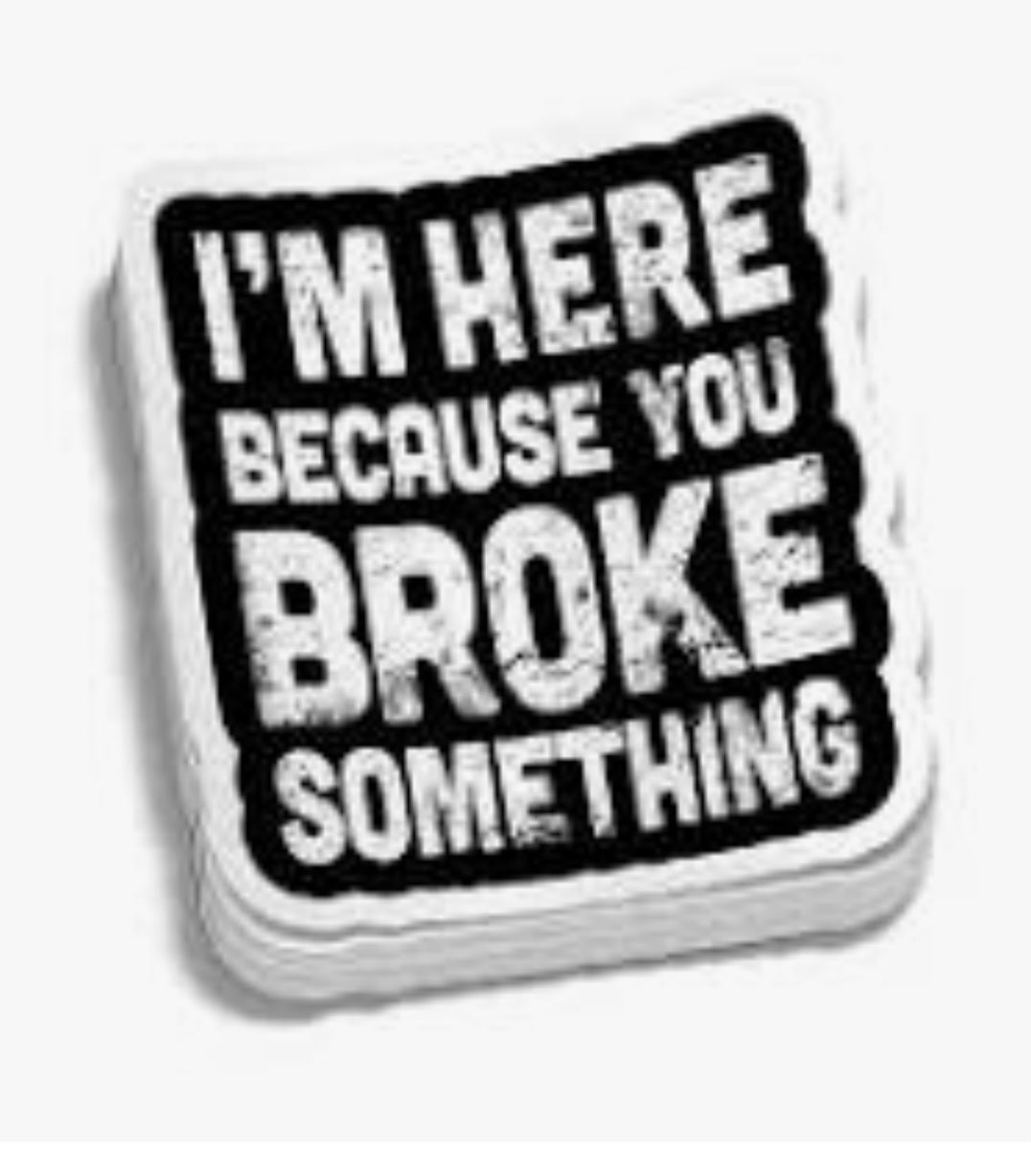 I'm here because you broke something sticker pack of 50