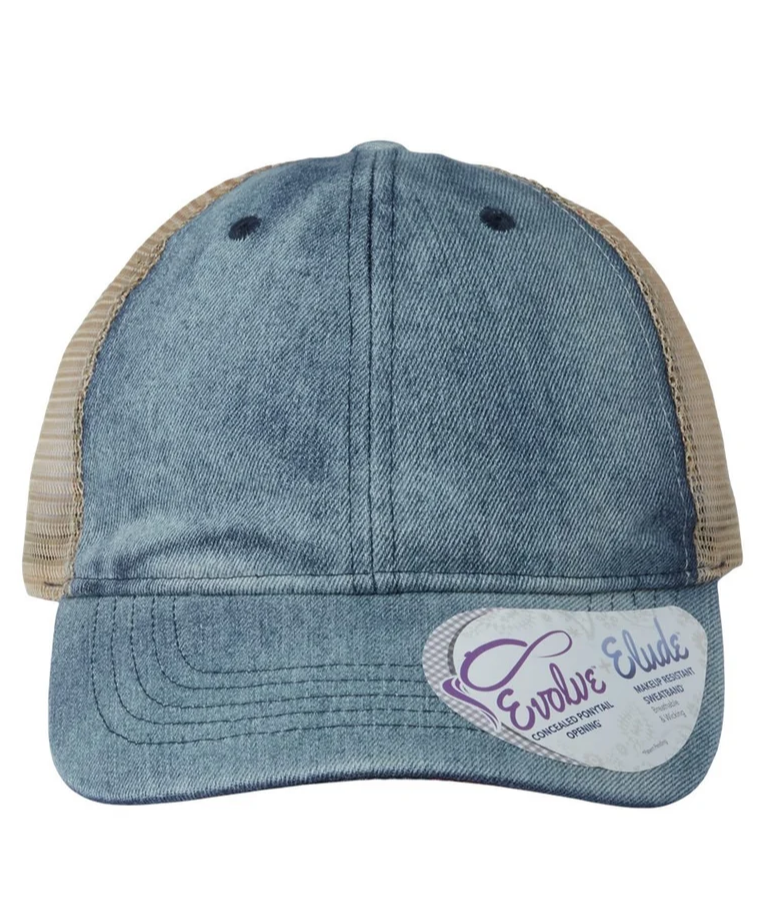 peace Hand Hat .Ponytail Hat