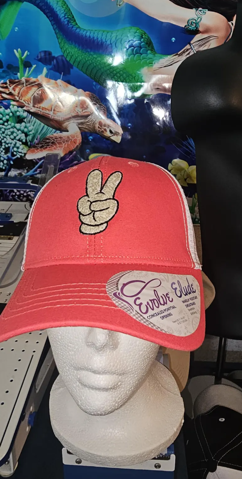 peace Hand Hat .Ponytail Hat