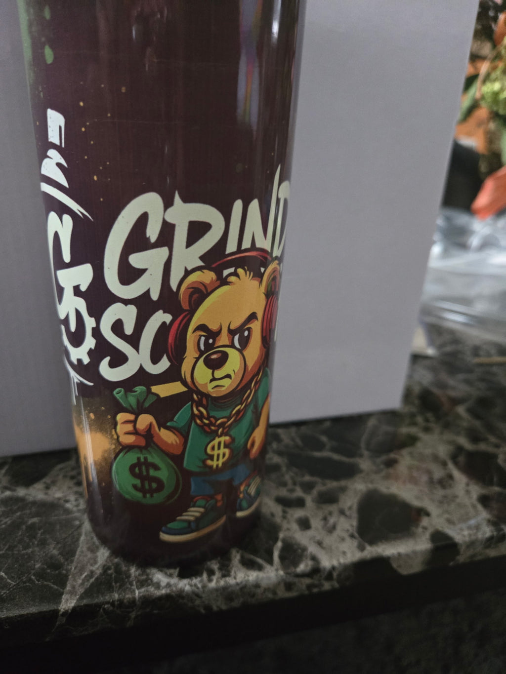 Grind Society mascot bear tumblers.