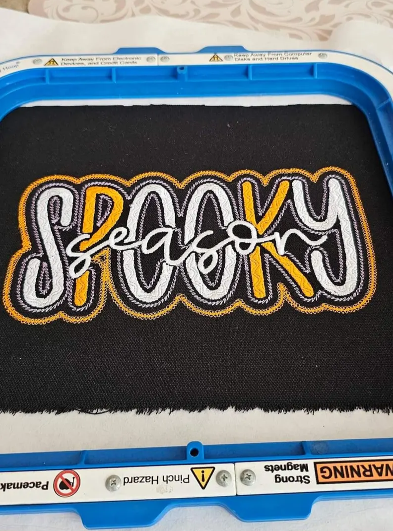 Spooky Season Halloween Embroidery File - 3 Sizes - 5 Formats - Spooky Season, Fall Time, Pumpkins Spooky Pattern