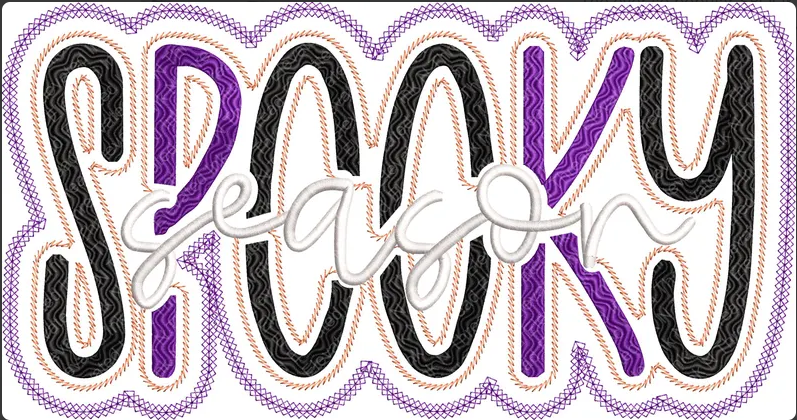 Spooky Season Halloween Embroidery File - 3 Sizes - 5 Formats - Spooky Season, Fall Time, Pumpkins Spooky Pattern
